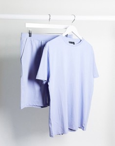 Лавандовая пижама из футболки и шортов ASOS DESIGN-Фиолетовый