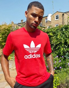 Красная футболка с большим логотипом-трилистником adidas Originals-Красный