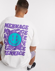 Белая футболка с принтом на спине Mennace-Белый