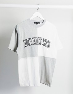 Серо-белая футболка со вставками от комплекта Mennace-Серый