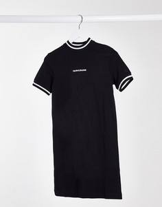 Черное платье-футболка с кантом Calvin Klein-Черный