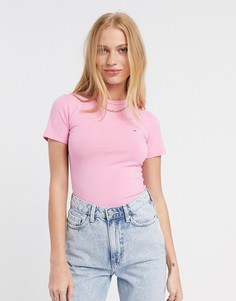 Розовая эластичная футболка Tommy Jeans-Розовый