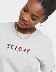 Серая футболка с разноцветным логотипом Tommy Jeans-Серый