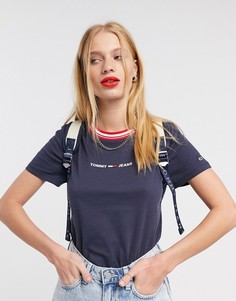 Футболка с широким кантом и логотипом Tommy Jeans-Мульти