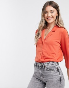 Оранжевая укороченная блузка с V-образным вырезом JDY-Оранжевый