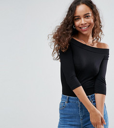 Топ с вырезом лодочкой и рукавом 3/4 ASOS PETITE-Черный