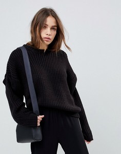 Oversize-джемпер с защипами на рукавах ASOS-Черный