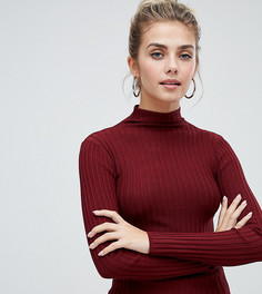 Джемпер в рубчик с высоким воротником Bershka-Красный