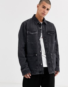 Черная выбеленная куртка карго с карманами Tommy Jeans-Черный