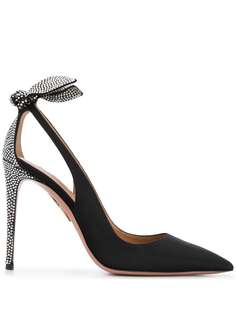 Aquazzura туфли с бантом и кристаллами