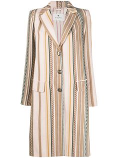 Etro длинное пальто в полоску
