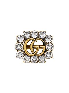 Gucci кольцо к кристаллами и декором GG