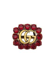 Gucci кольцо с кристаллами и логотипом Double G