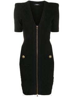 Balmain трикотажное платье в рубчик на молнии