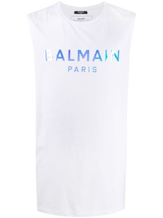 Balmain топ без рукавов с голографическим логотипом