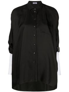 Brunello Cucinelli атласная рубашка свободного кроя с накладным карманом