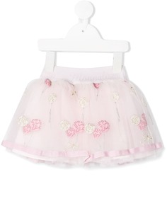 Monnalisa расклешенная юбка из тюля с вышивкой