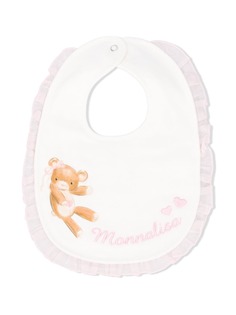 Monnalisa нагрудник с оборками и вышитым логотипом