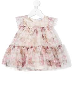 Monnalisa расклешенное платье из тюля с принтом Teddy Bear