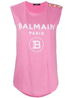 Balmain футболка без рукавов с логотипом
