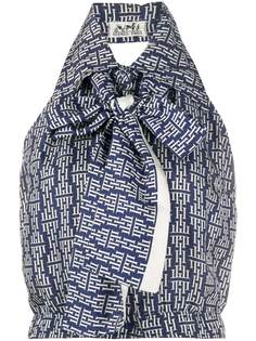 Hermès блузка с вырезом халтер и геометричным принтом pre-owned
