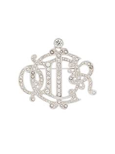 Christian Dior 1980s pre-owned Dior rhinestone logo brooch