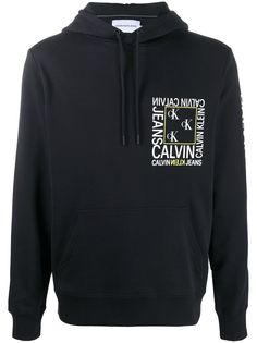Calvin Klein Jeans multiple logo check hoodie