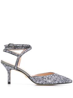 Stuart Weitzman ankle-strap glitter pumps