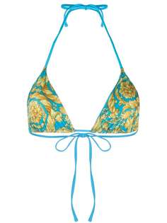 Versace Barocco-print halterneck bikini top