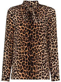 Saint Laurent блузка с леопардовым принтом