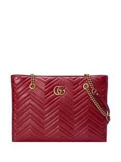 Gucci стеганая сумка-тоут GG Marmont среднего размера