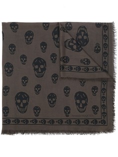 Alexander McQueen шарф с бахромой и вышивкой Skull