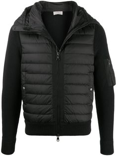 Moncler куртка с дутой вставкой спереди и капюшоном