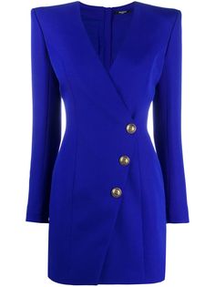 Balmain wrap button detailed mini dress