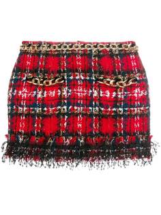 Balmain tartan tweed mini skirt