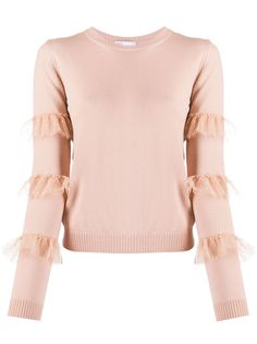 RedValentino джемпер с оборками из тюля на рукавах