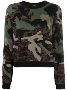Moschino трикотажный джемпер с камуфляжным узором