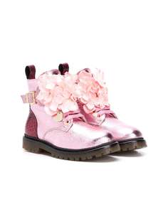 Monnalisa floral appliqué combat boots