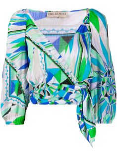Emilio Pucci топ с запахом и абстрактным принтом