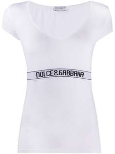Dolce & Gabbana футболка с контрастной полоской и логотипом