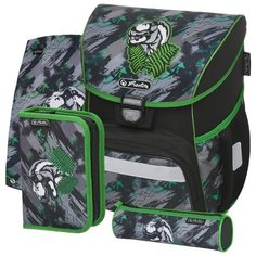 Herlitz Ранец Loop Plus Dino Jungle с наполнением, черный/серый