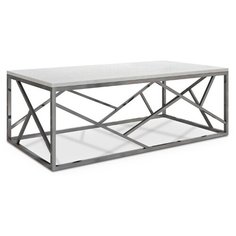 Столик журнальный Garda Decor GY-CT2051214BLSM, ДхШ: 120 х 60 см, белый/хром