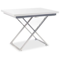 Стол кухонный Levmar Compact GL, раскладной, ДхШ: 70 х 100 см, длина в разложенном виде: 140 см, белый/хром Левмар