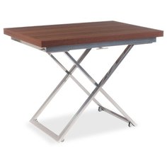 Стол кухонный Levmar Compact MW, раскладной, ДхШ: 70 х 100 см, длина в разложенном виде: 140 см, миланский орех/хром Левмар