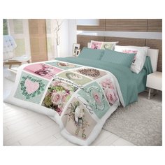 Постельное белье 2-спальное Волшебная ночь Frame 710619 ранфорс зеленый/белый/розовый