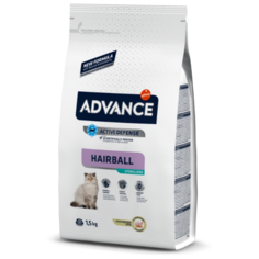 Корм для стерилизованных кошек Advance для вывода шерсти, с индейкой и с ячменём 1.5 кг