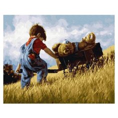 ВанГогВоМне Картина по номерам "Мальчик с тачкой мишек" 40х50 см (ZX23515)