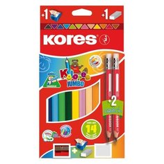 Kores Карандаши цветные Jumbo, 12 цветов с точилкой и ластиком (1013665)