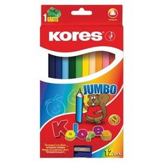 Kores Карандаши цветные Jumbo, 12 цветов с точилкой (128905)