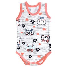 Боди Веселый Малыш размер 80, серый/розовый